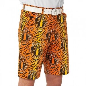 NWT Royal & Awesome Tiger Swing Shorts Size 40 Tiger Print Golf Shorts